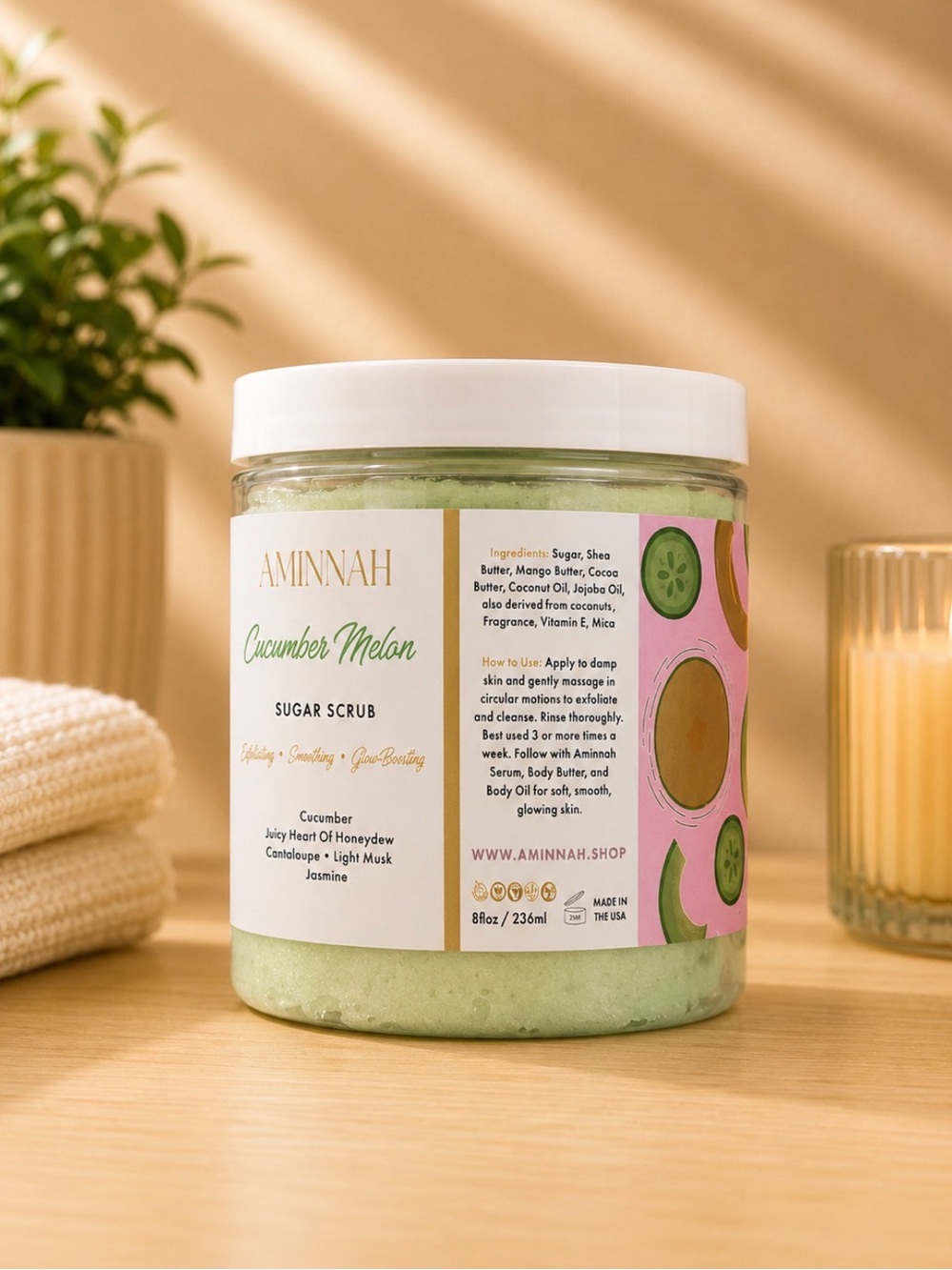 Aminnah (NWT) Cucumber Melon Whipped Body Butter & Sugar Scrub - Picture 3 of 3